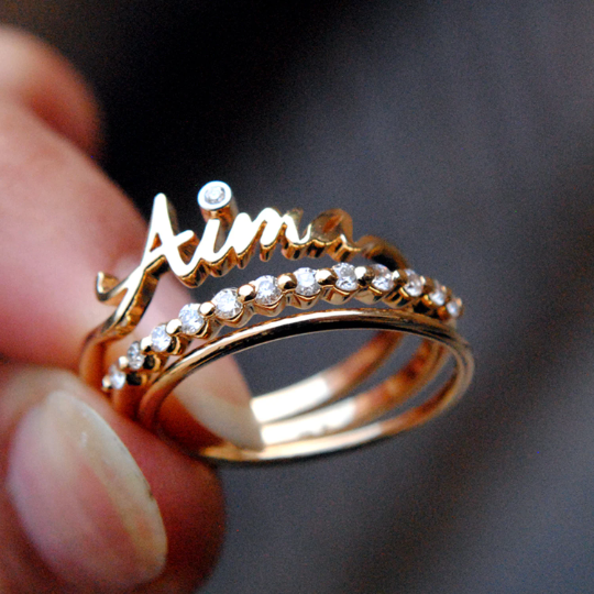 14k Solid Gold Couple Name Ring Personalized Name Ring Husband Wife Ring  Band. | eBay